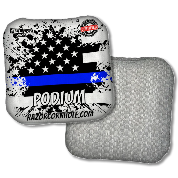 Podium PRO Blue Line Flag Silver Back Product View