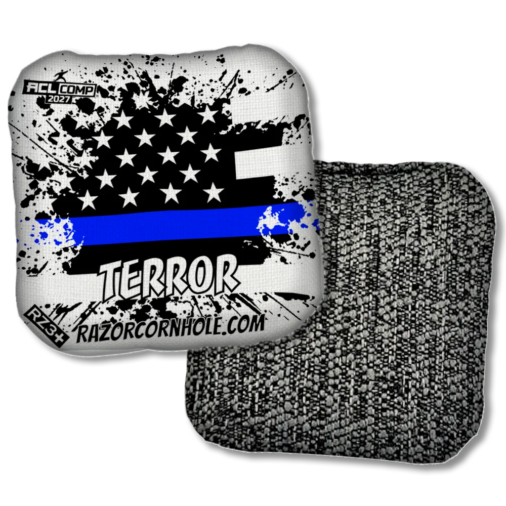 Terror COMP Blue Line Flag Black Back Product View