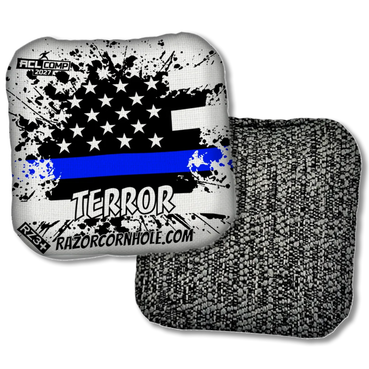 Terror COMP Blue Line Flag Black Back Product View
