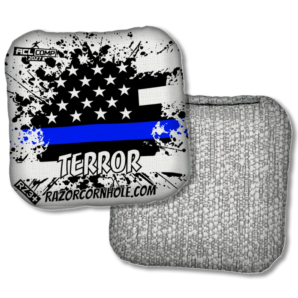 Terror COMP Blue Line Flag Silver Back Product View