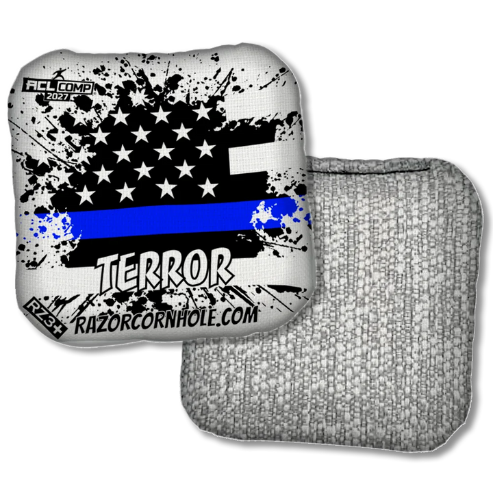 Terror COMP Blue Line Flag Silver Back Product View