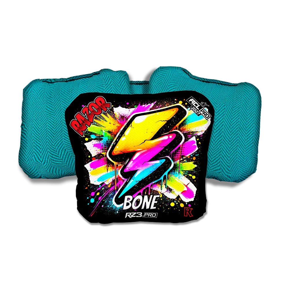 Bone PRO Bolt SP Teal Back Cornhole Bags