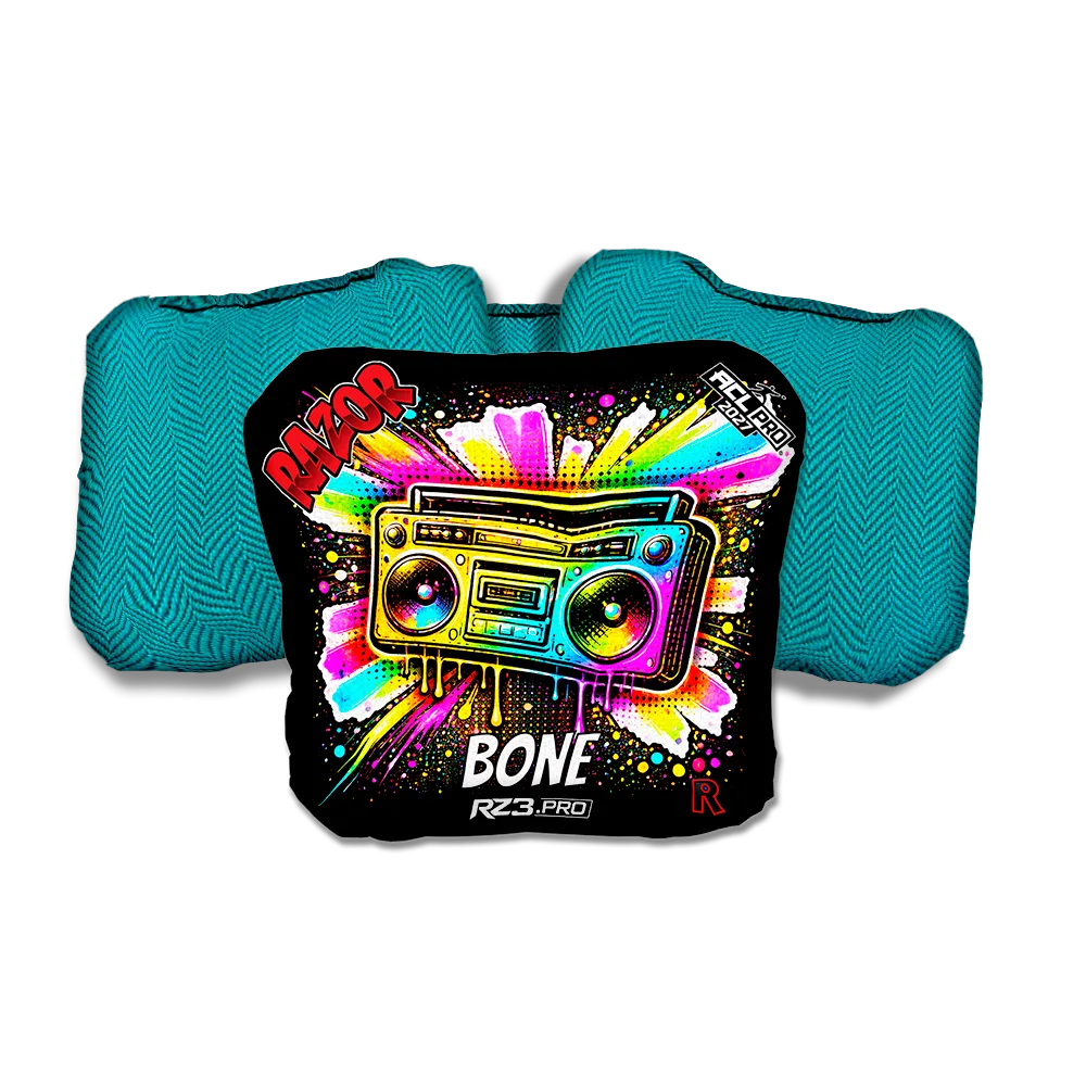 Bone PRO Boom Box SP Teal Back Cornhole Bags