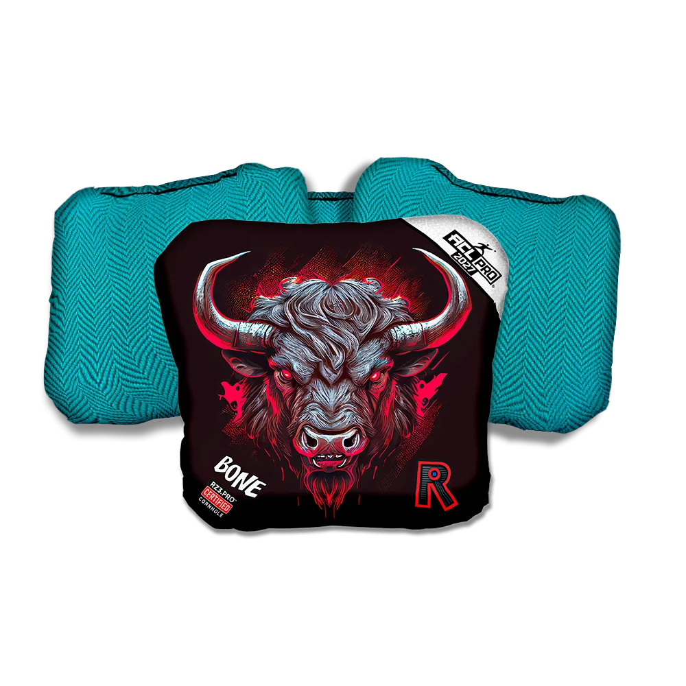 Bone PRO Buffalo Black Series Teal Back Cornhole Bags