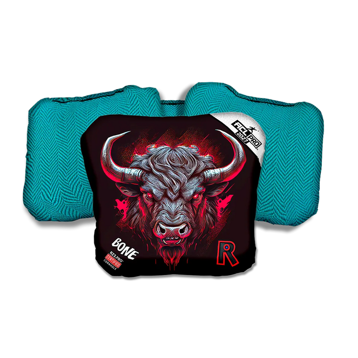 Bone PRO Buffalo Black Series Teal Back Cornhole Bags