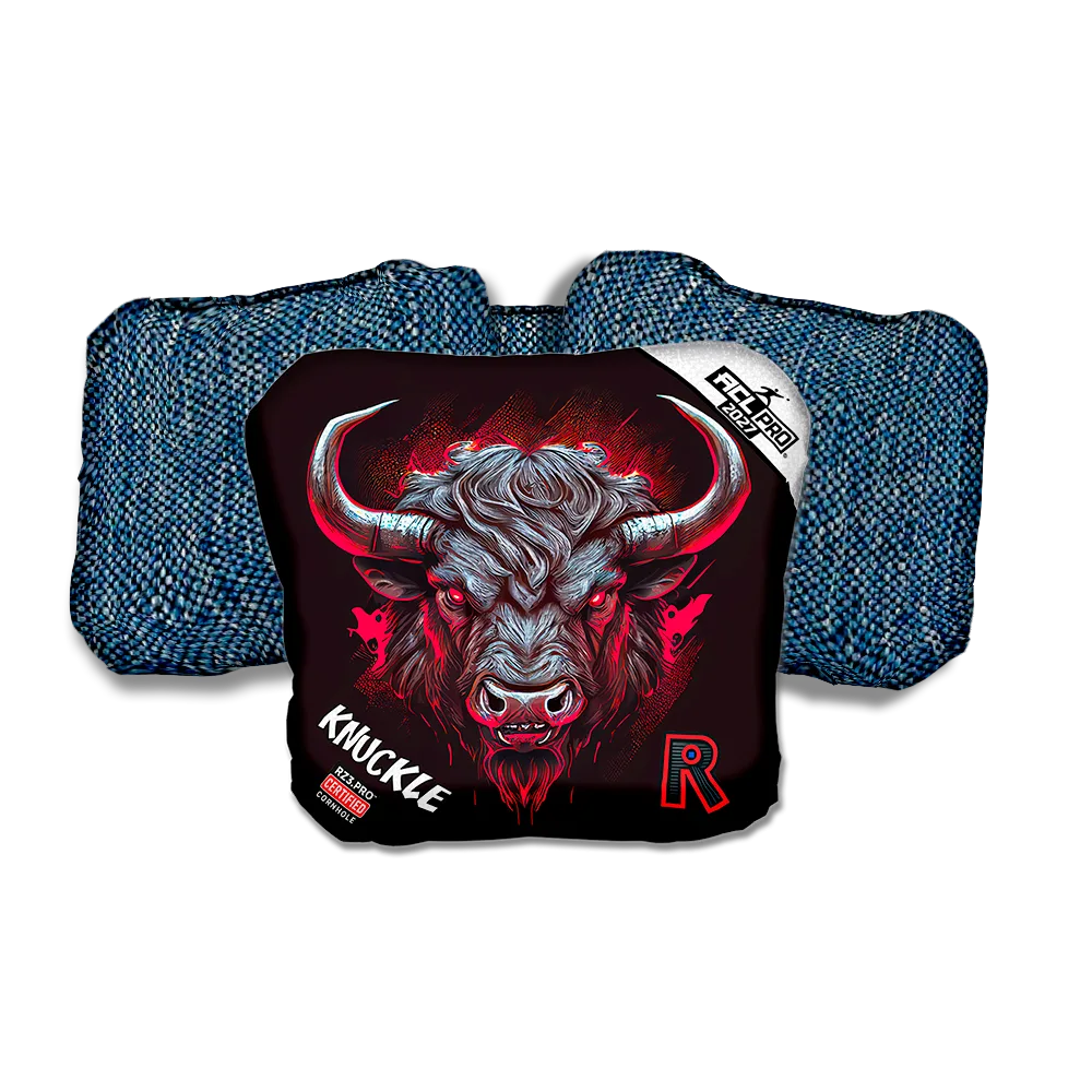 Knuckle PRO Buffalo Black Series Blue Back Cornhole Bags