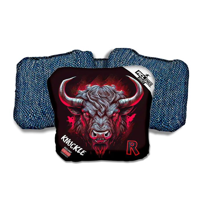 Knuckle PRO Buffalo Black Series Blue Back Cornhole Bags