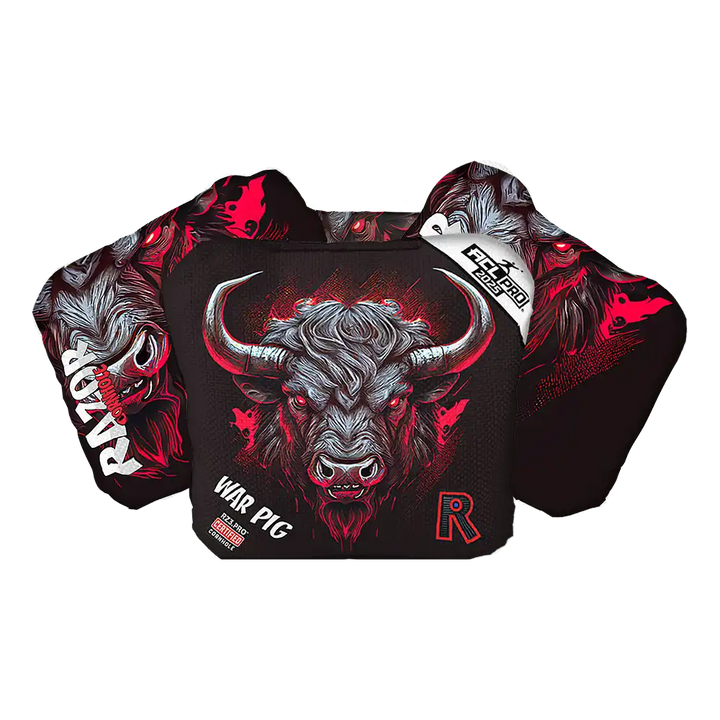 Cornhole bags with buffalo graphic design on a white background