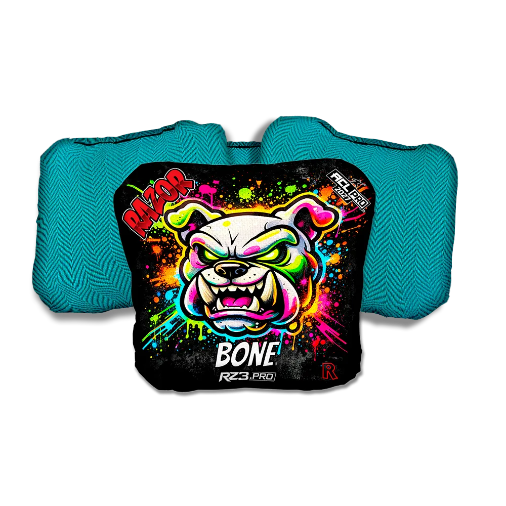 Bone PRO Bulldog SP Teal Back Cornhole Bags