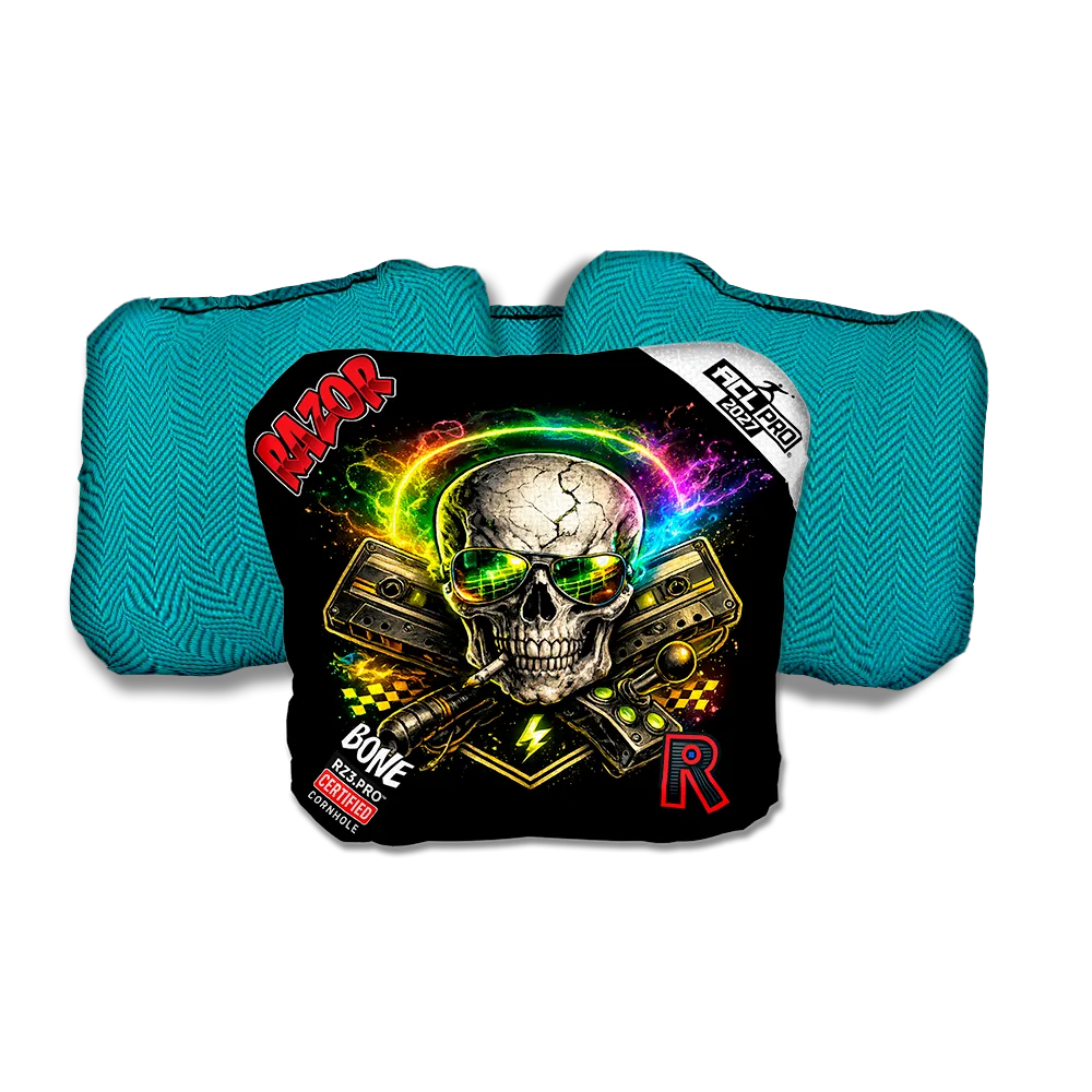 Bone PRO Burnrate Teal Back Cornhole Bags