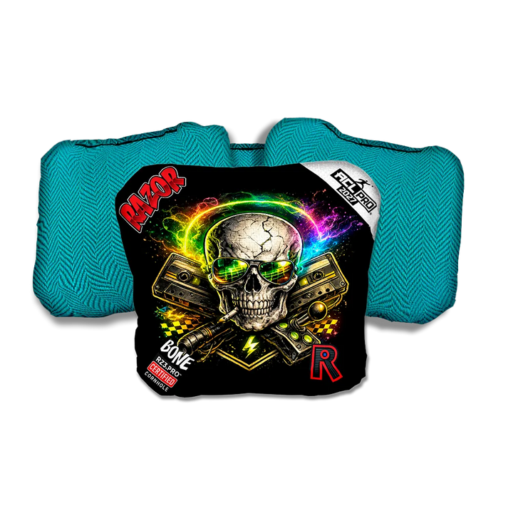 Bone PRO Burnrate Teal Back Cornhole Bags