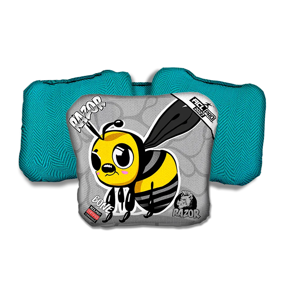Bone PRO Buzzed Bee Teal Back Cornhole Bags