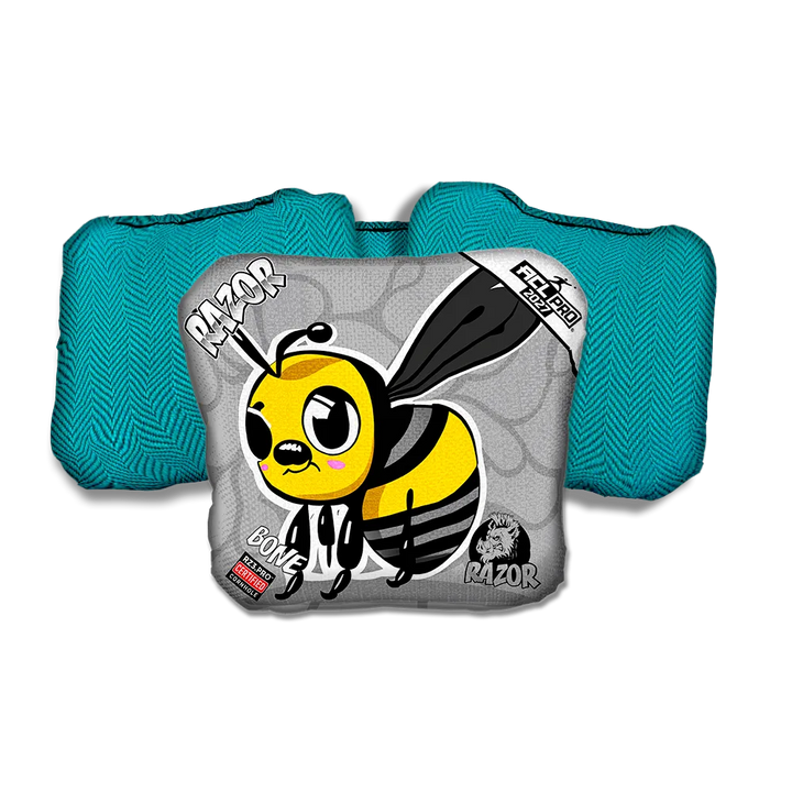 Bone PRO Buzzed Bee Teal Back Cornhole Bags