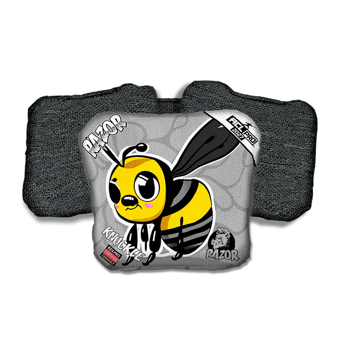 Knuckle PRO Buzzed Bee Black Back Cornhole Bags