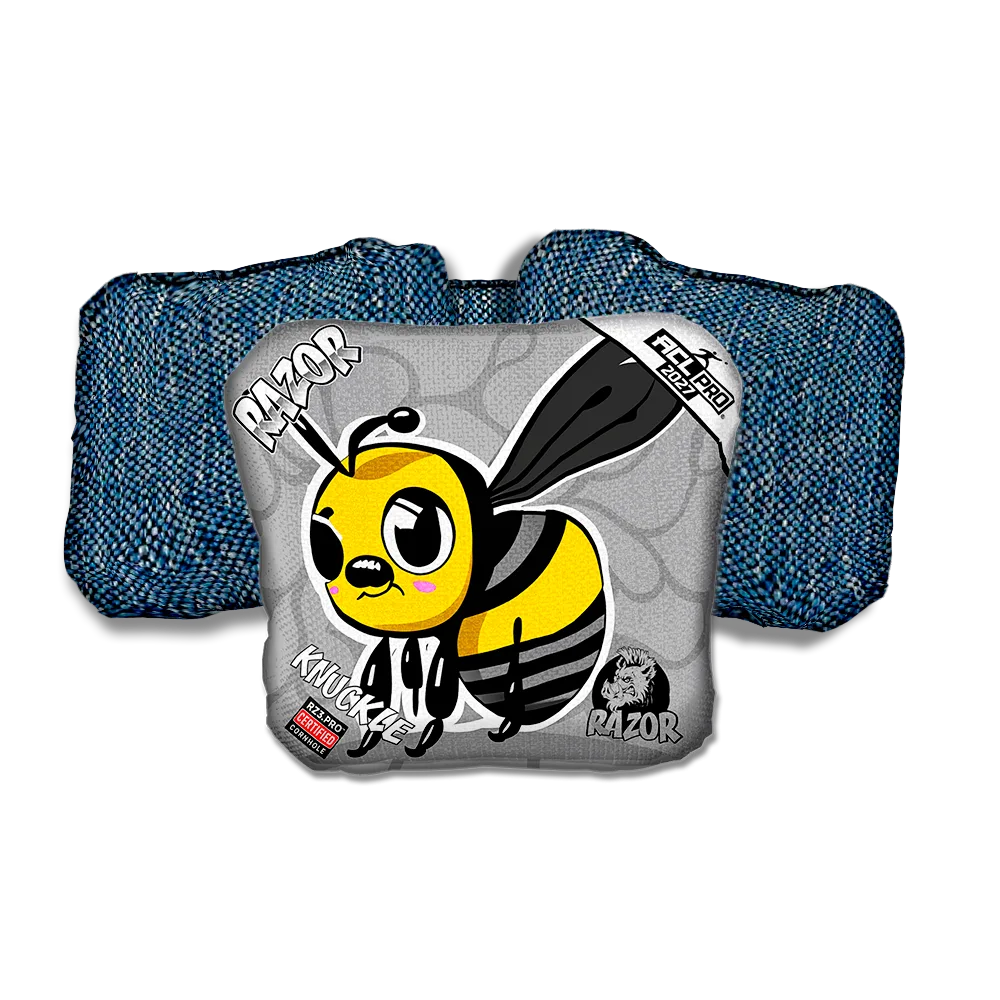 Knuckle PRO Buzzed Bee Blue Back Cornhole Bags