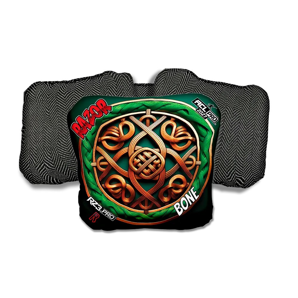 Bone PRO Celtic Circle Black Back Cornhole Bags