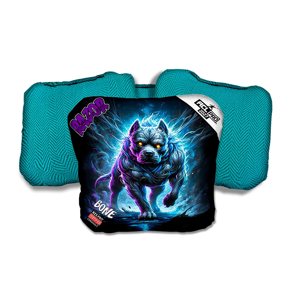 Bone PRO Chainbreaker Purple Series Teal Back Cornhole Bags