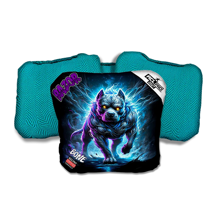 Bone PRO Chainbreaker Purple Series Teal Back Cornhole Bags
