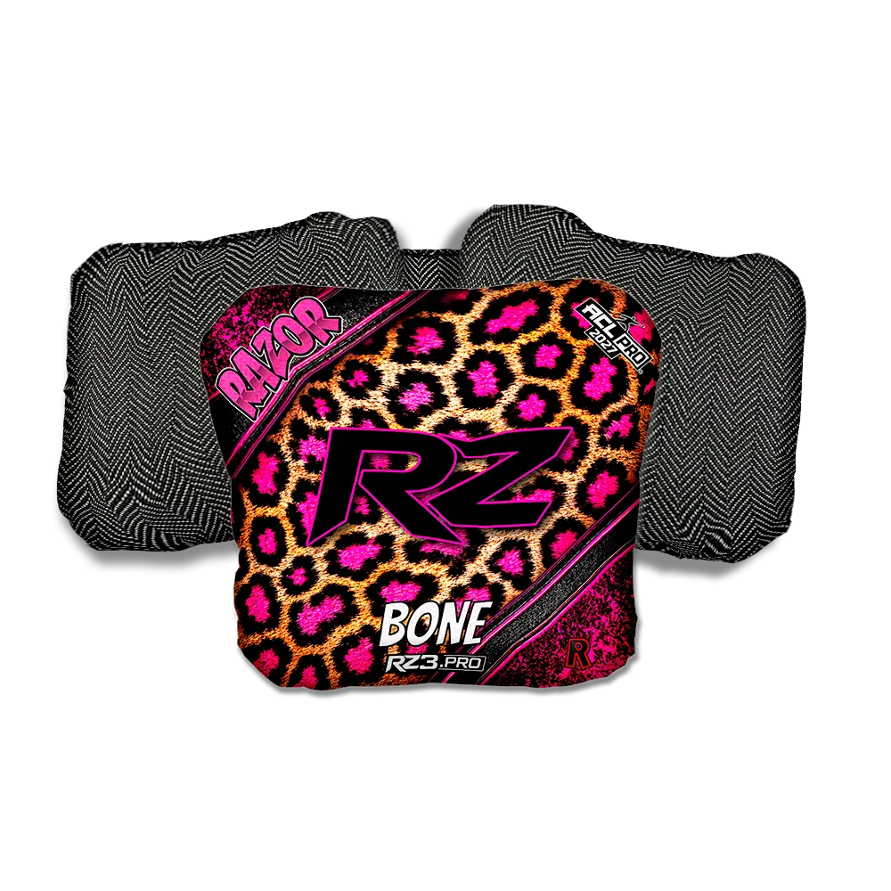 Bone PRO Cheetah RZ Black Back Cornhole Bags