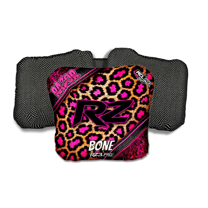 Bone PRO Cheetah RZ Black Back Cornhole Bags