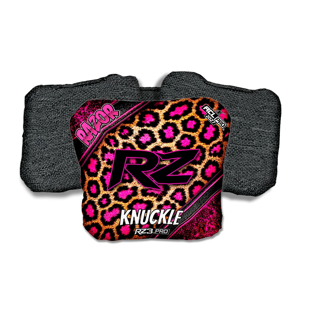 Knuckle PRO Cheetah RZ Black Back Cornhole Bags