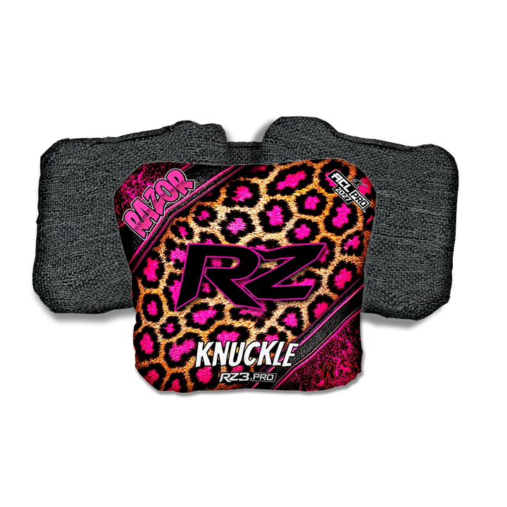 Knuckle PRO Cheetah RZ Black Back Cornhole Bags