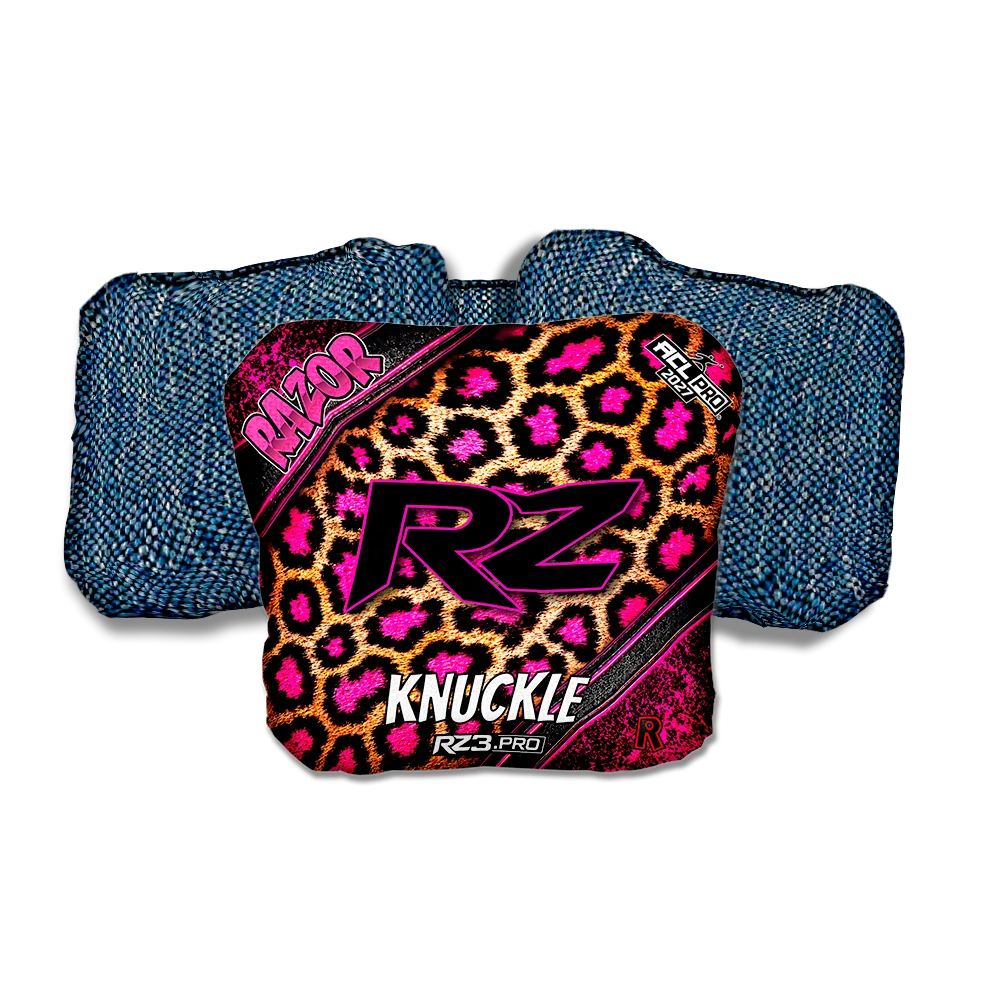 Knuckle PRO Cheetah RZ Blue Back Cornhole Bags