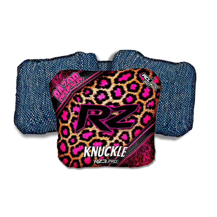 Knuckle PRO Cheetah RZ Blue Back Cornhole Bags
