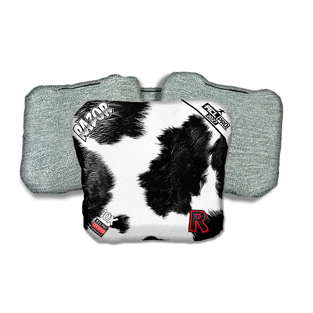 10 X PRO Cow Print Light Back Cornhole Bags