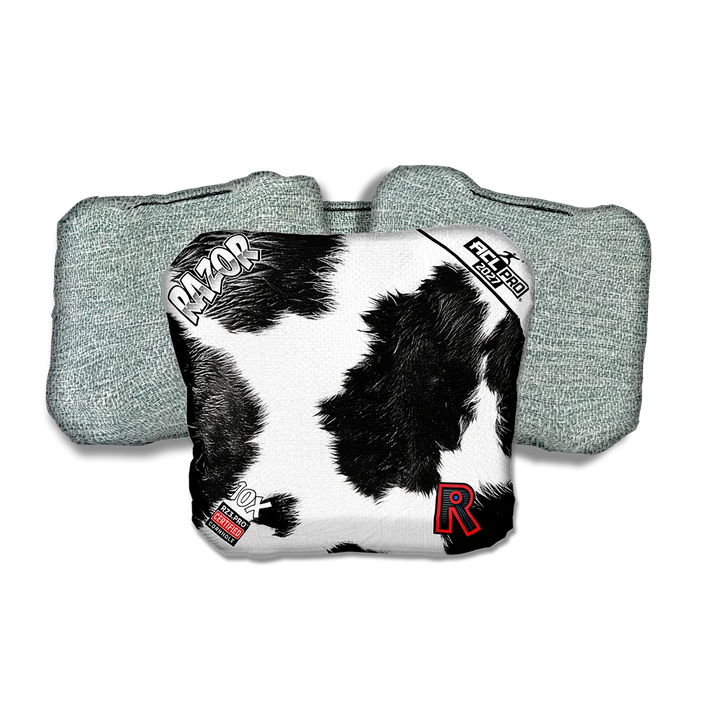 10 X PRO Cow Print Light Back Cornhole Bags