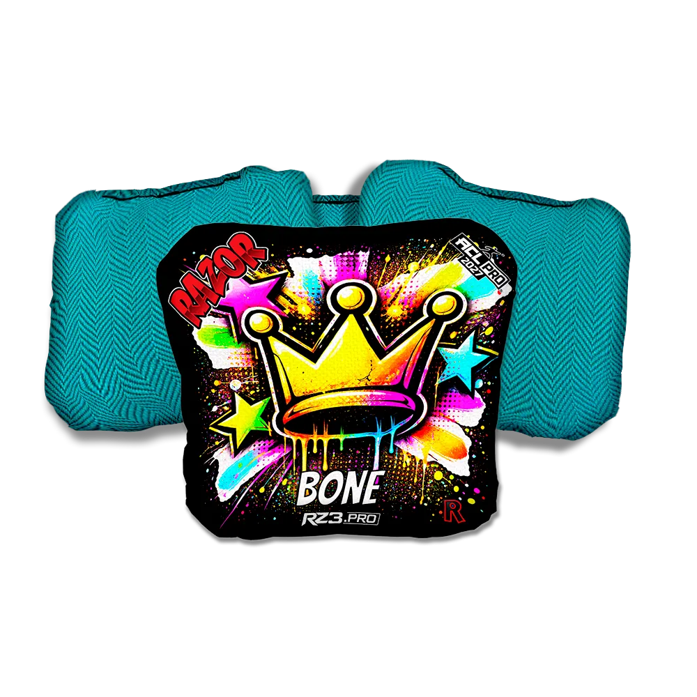Bone PRO Crown SP Teal Back Cornhole Bags