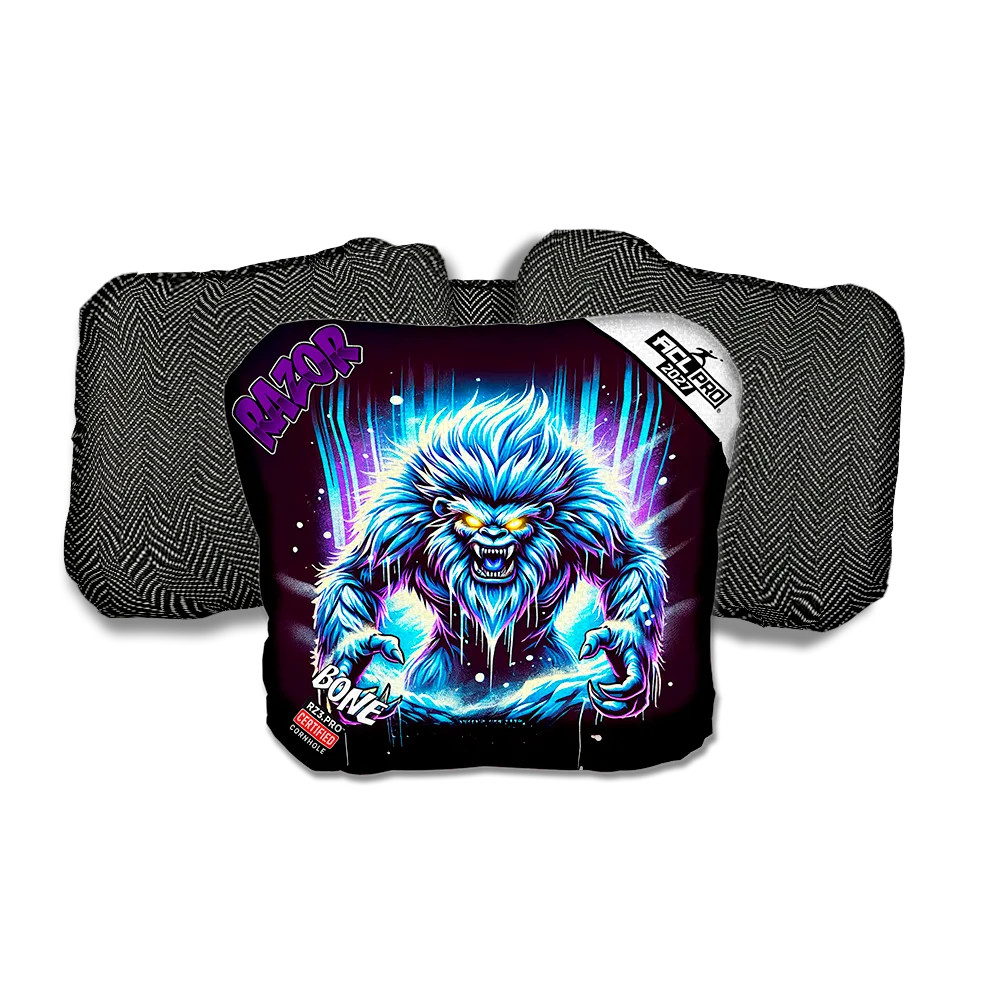 Bone PRO Cryo Rage Purple Series Black Back Cornhole Bags