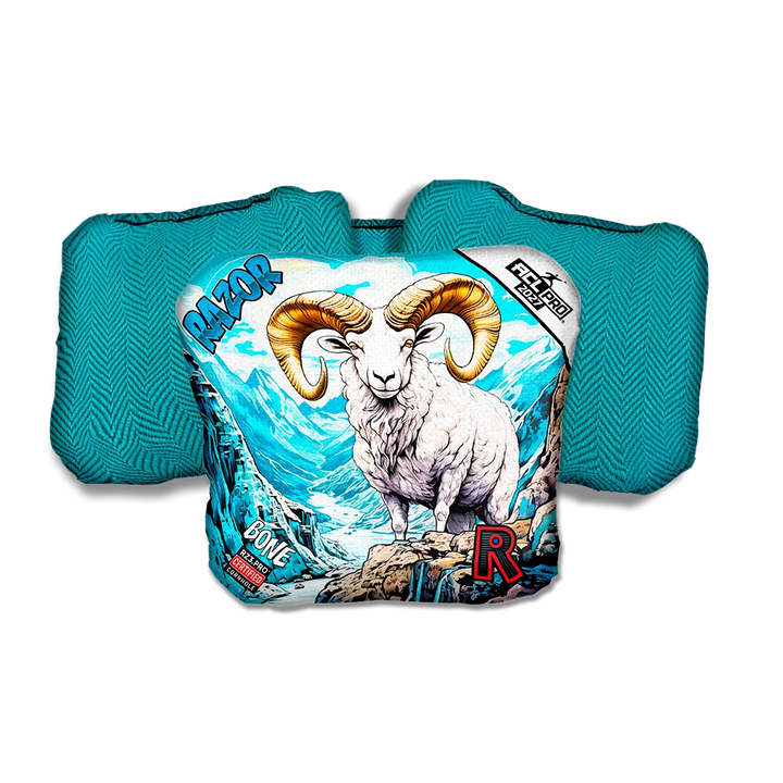 Bone PRO Alaskan Dall Sheep Teal Back Cornhole Bags