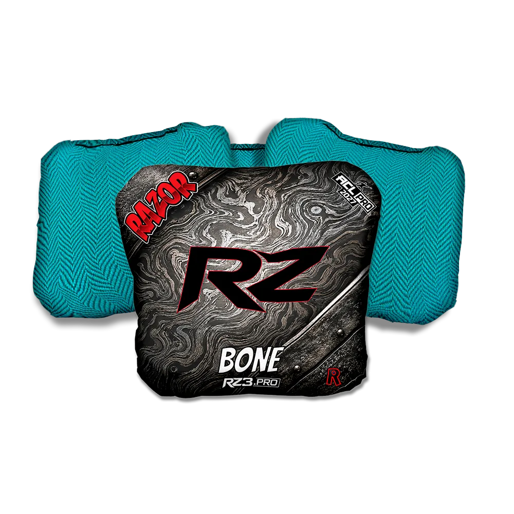 Bone PRO Damascus RZ Teal Back Cornhole Bags