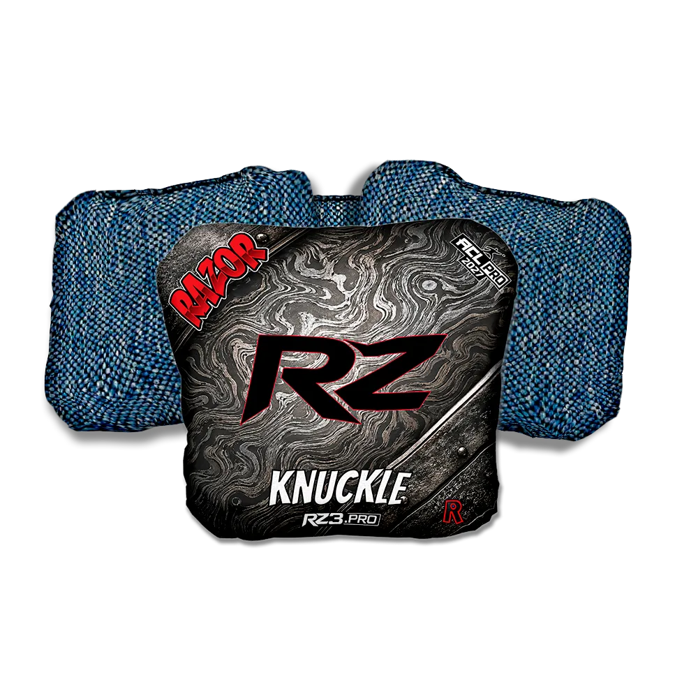 Knuckle PRO Damascus RZ Blue Back Cornhole Bags