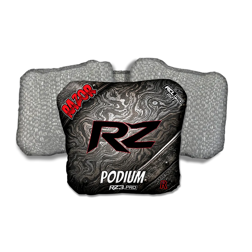 Podium PRO Damascus RZ Silver Back Cornhole Bags