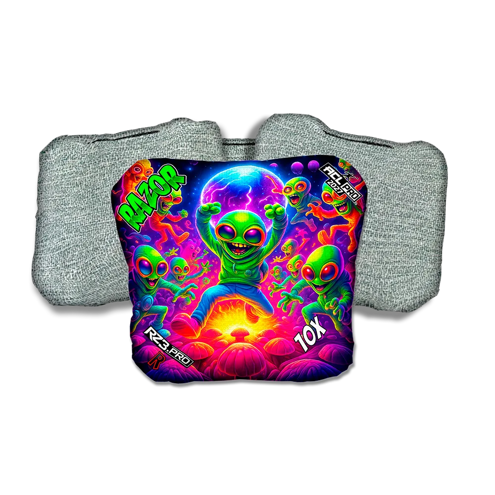 10 X PRO Alien Dance Party ACL PRO Razor Cornhole Bags Light Back Cornhole Bags