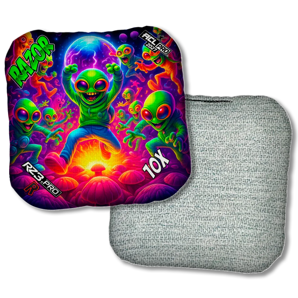 10 X PRO Alien Dance Party ACL PRO Razor Cornhole Bags Light Back Product View