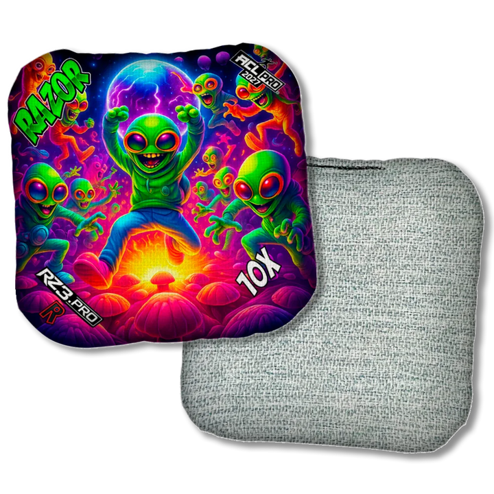 10 X PRO Alien Dance Party ACL PRO Razor Cornhole Bags Light Back Product View