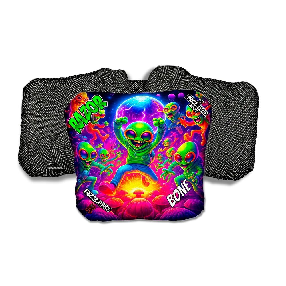 Bone PRO Alien Dance Party ACL PRO Razor Cornhole Bags Black Back Cornhole Bags