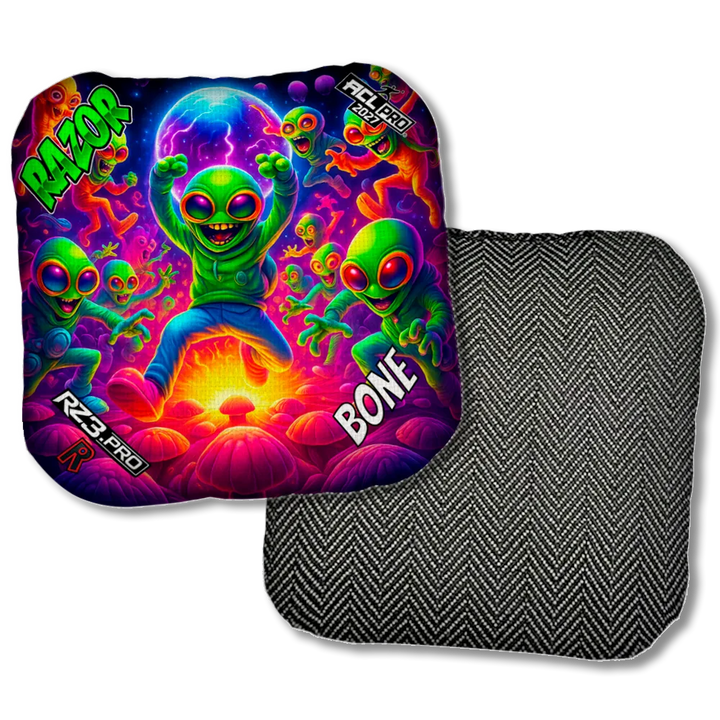 Bone PRO Alien Dance Party ACL PRO Razor Cornhole Bags Black Back Product View