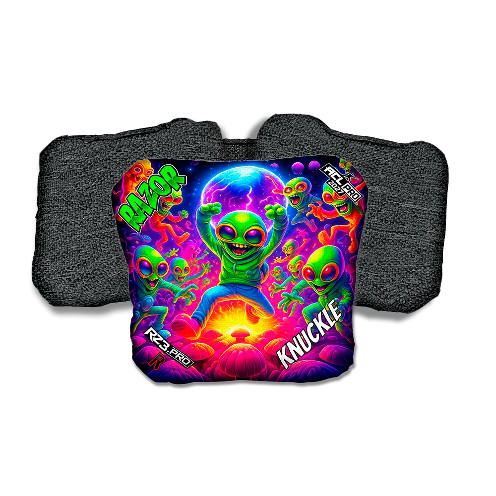 Knuckle PRO Alien Dance Party ACL PRO Razor Cornhole Bags Black Back Cornhole Bags