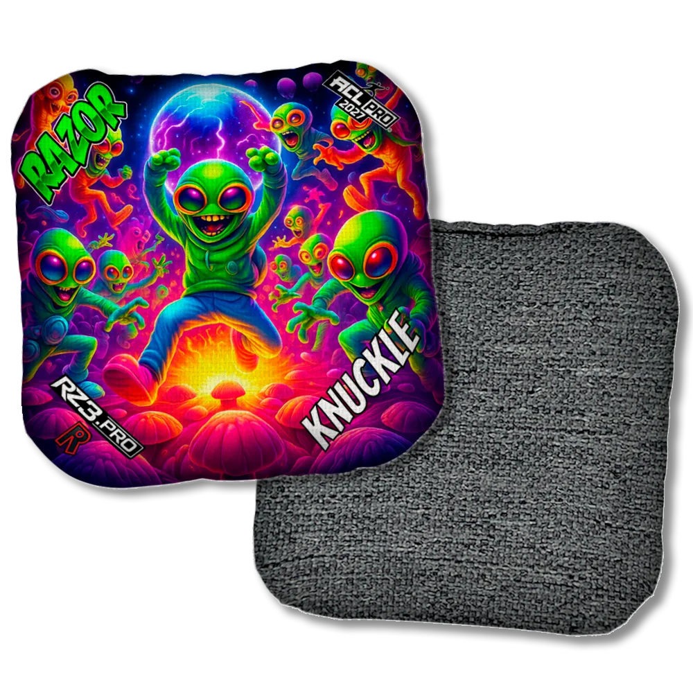 Knuckle PRO Alien Dance Party ACL PRO Razor Cornhole Bags Black Back Product View