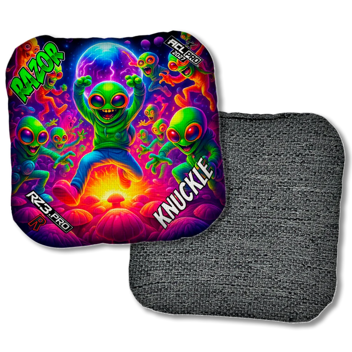 Knuckle PRO Alien Dance Party ACL PRO Razor Cornhole Bags Black Back Product View