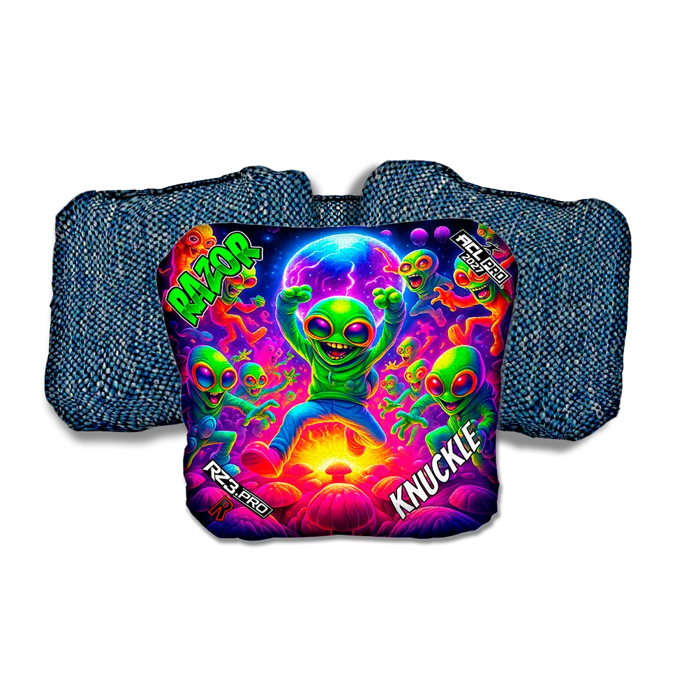 Knuckle PRO Alien Dance Party ACL PRO Razor Cornhole Bags Blue Back Cornhole Bags