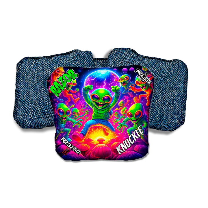 Knuckle PRO Alien Dance Party ACL PRO Razor Cornhole Bags Blue Back Cornhole Bags