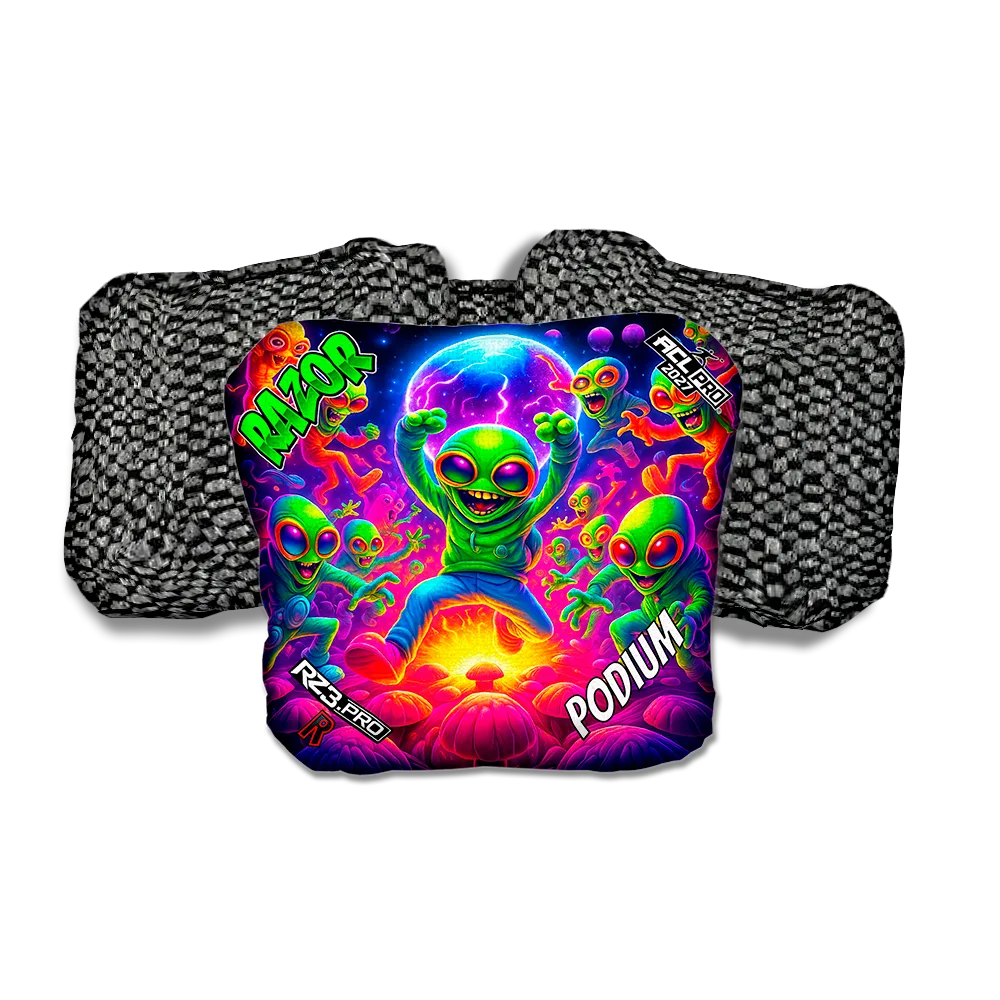 Podium Alien Dance Party ACL PRO Razor Cornhole Bags Black Back Cornhole Bags