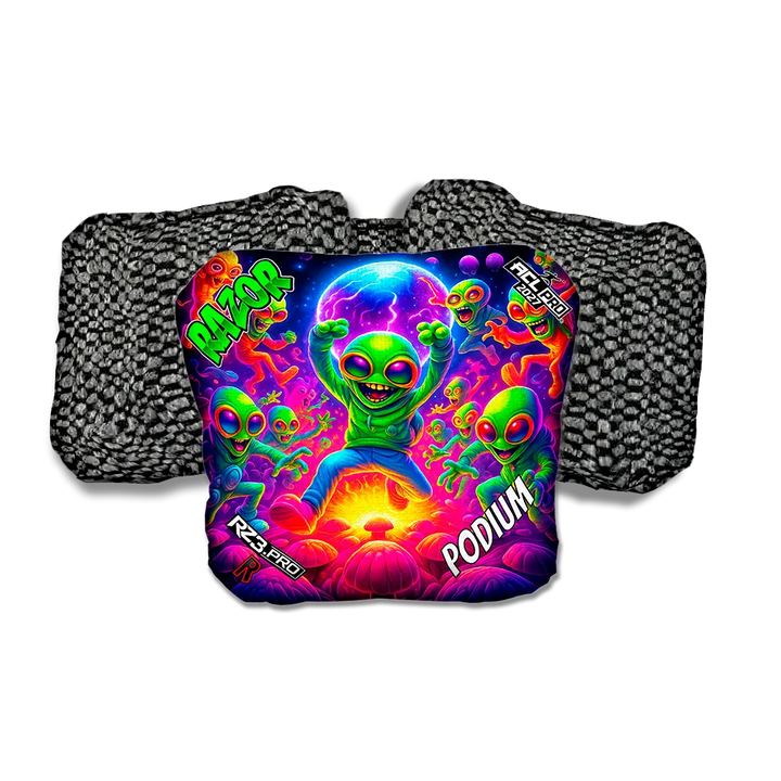 Podium Alien Dance Party ACL PRO Razor Cornhole Bags Black Back Cornhole Bags
