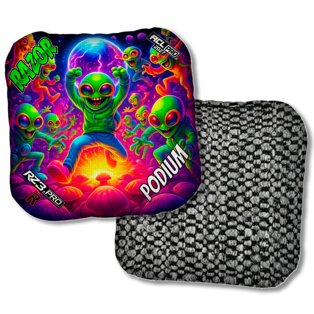 Podium Alien Dance Party ACL PRO Razor Cornhole Bags Black Back Product View