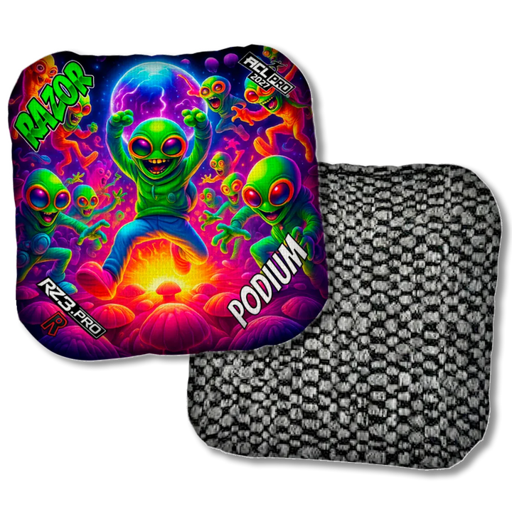 Podium Alien Dance Party ACL PRO Razor Cornhole Bags Black Back Product View